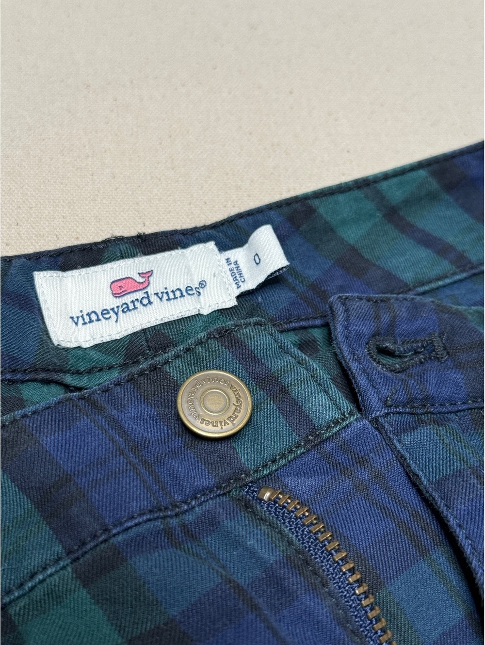 Vineyard Vines Blackwatch Plaid Skinny Jeans Women’s Size 0 Ankle Zip